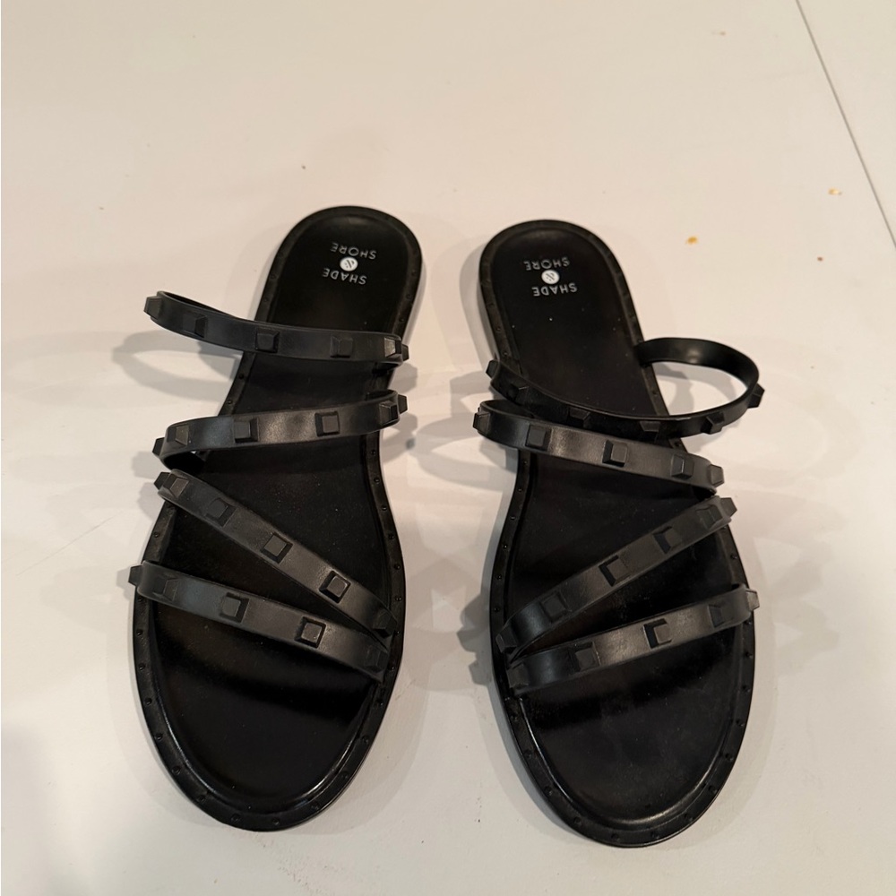 Shade & Shore Black Studded Sandals